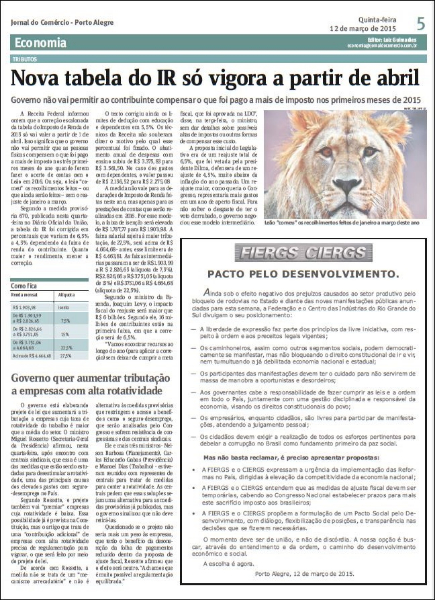 No Jornal do Comércio, a nota foi publicada na página 5 | Reprodução JÁ